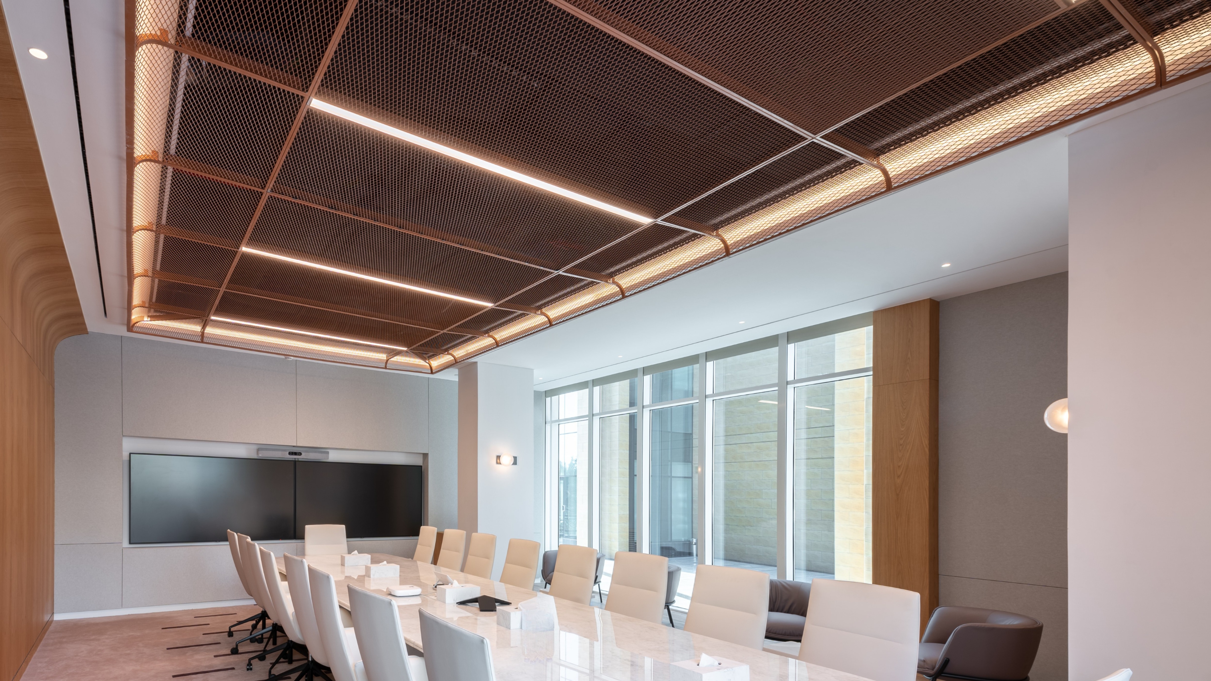 Executive Workplace Conference Boardroom Integrated Linear Illumination Ceiling Studio N